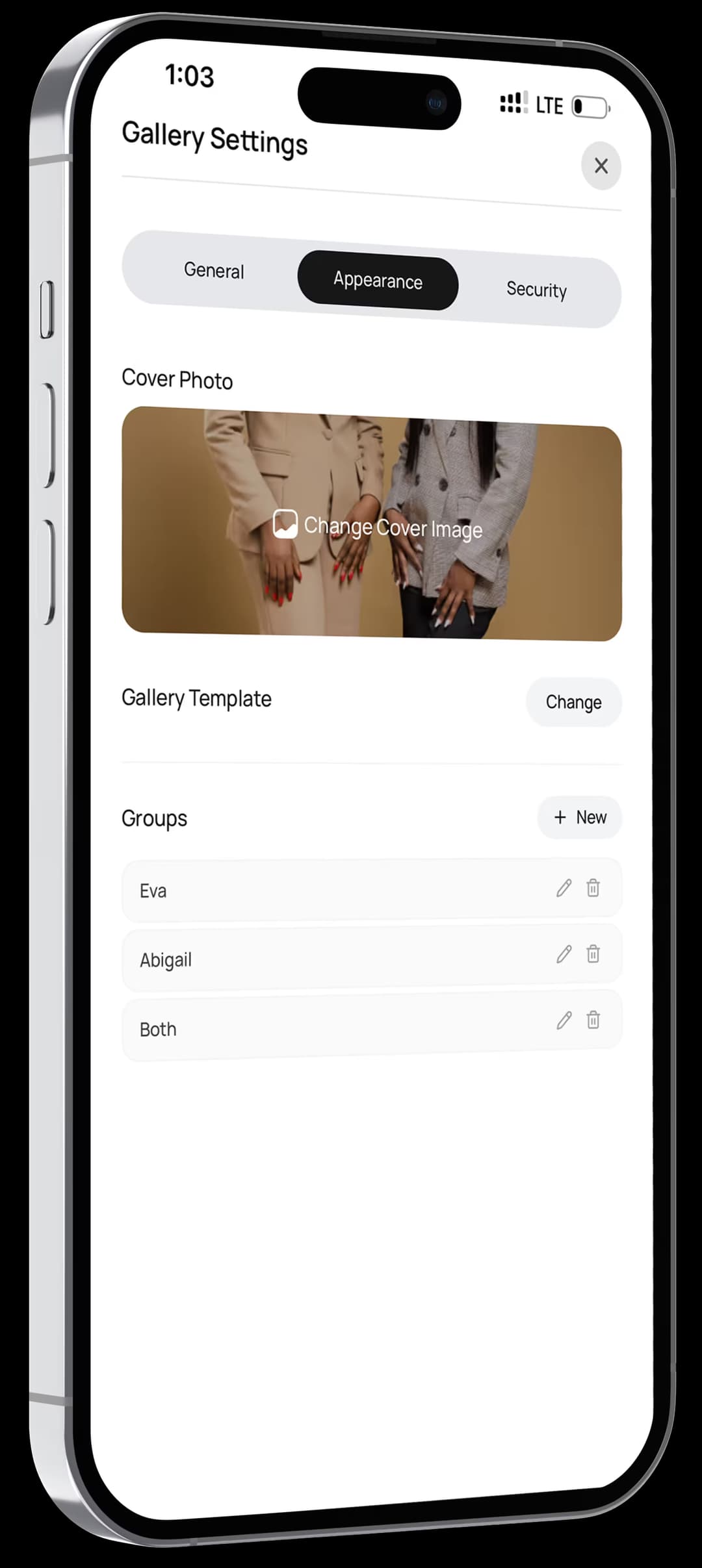 Gallery appearance settings