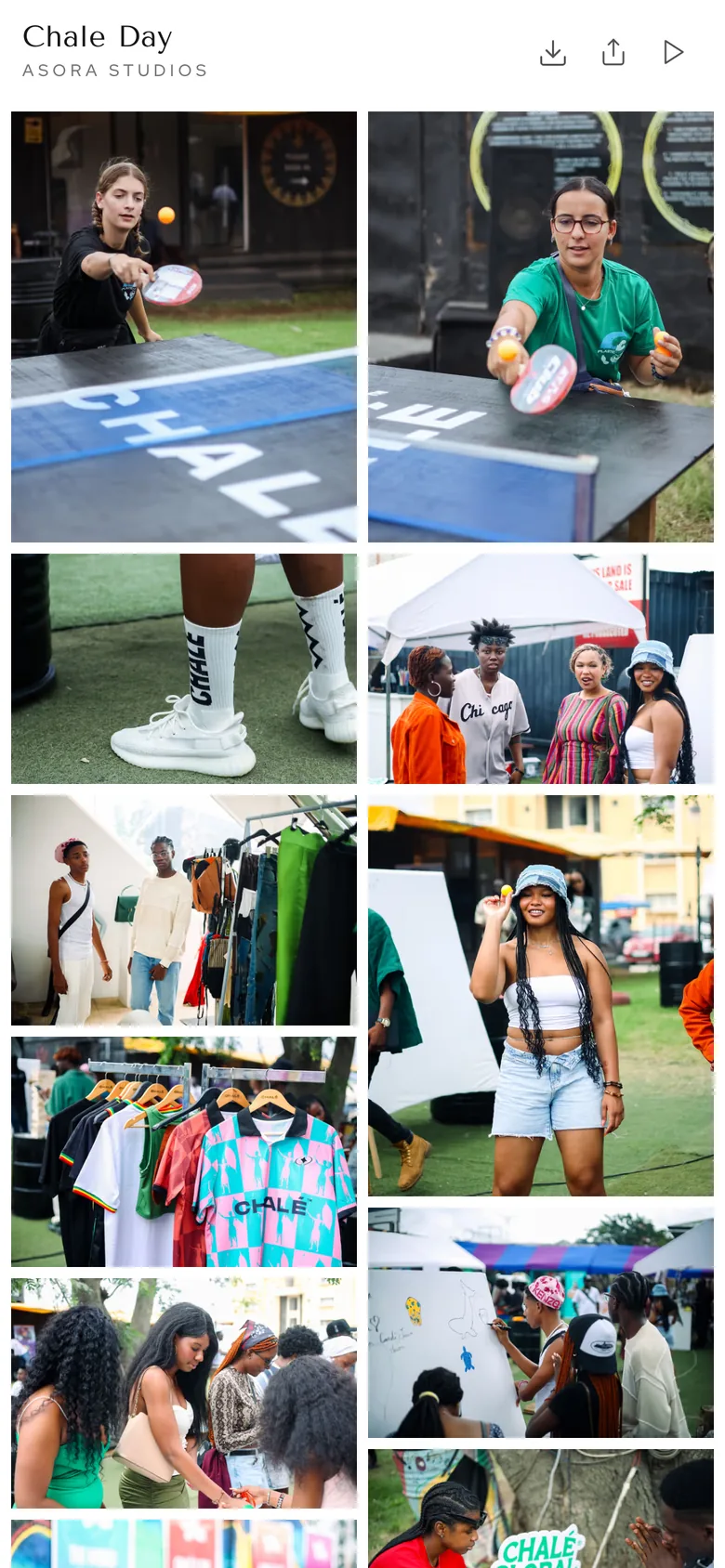 A Lenslyst client gallery, Chale Day by Asora Studios, open on a phone
